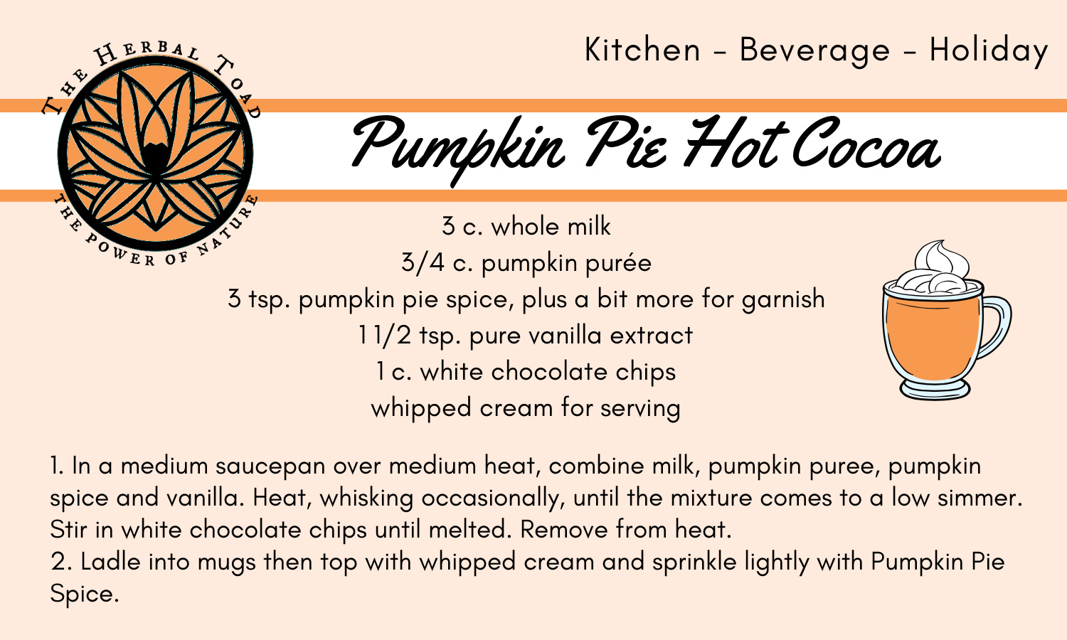 pumpkin pie recipe card